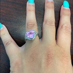 Real diamonds Heart shaped, pink sapphire ring in 925 sterling silver zales 💎